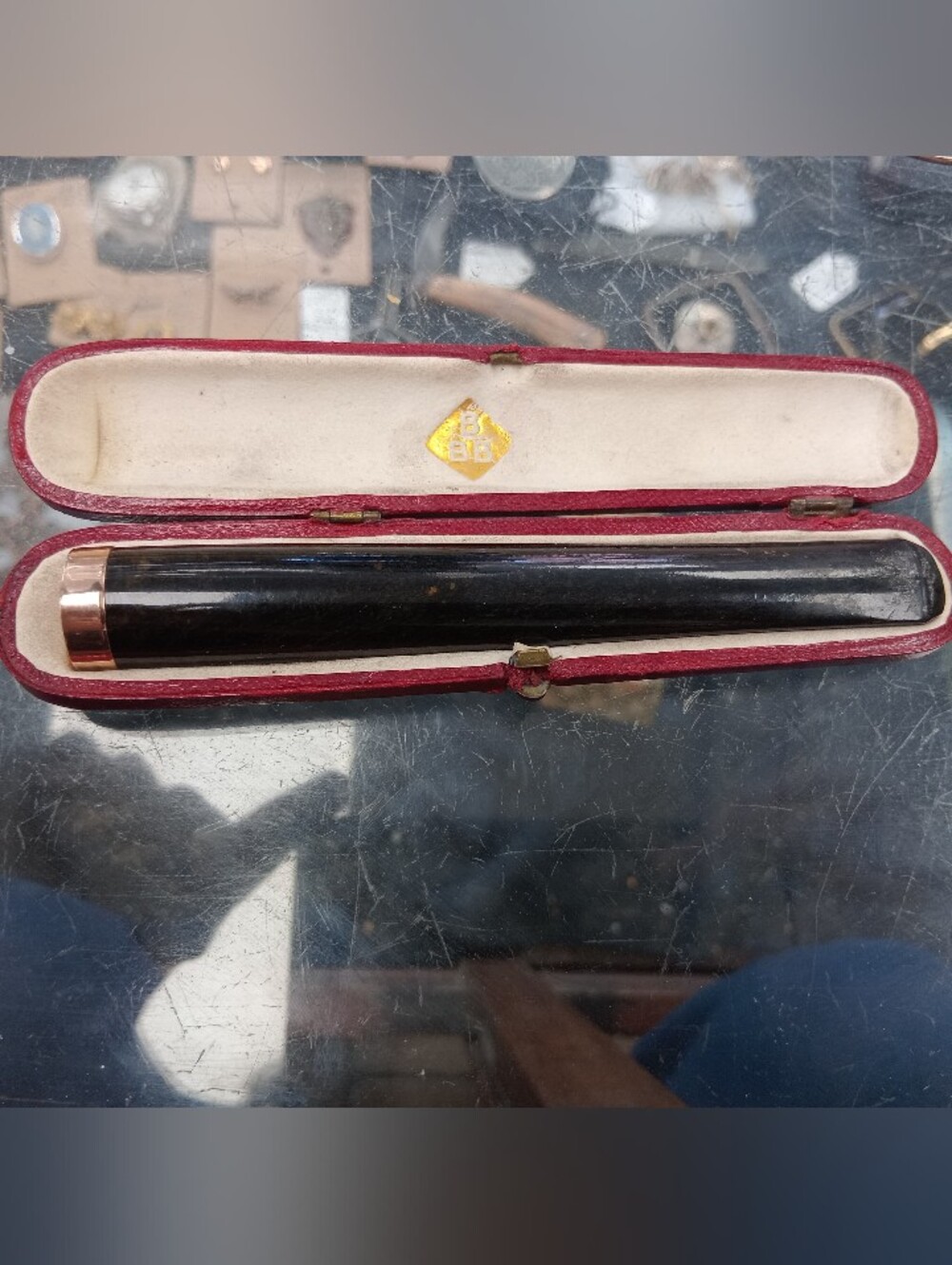 Antique Victorian Britain's Best Briar 10k Gold Mounted Cheroot W/Case